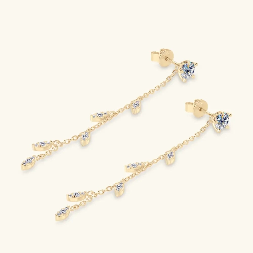 1.38 Carat Moissanite Sterling Silver Leaf Earrings - Southern Shores Clothing