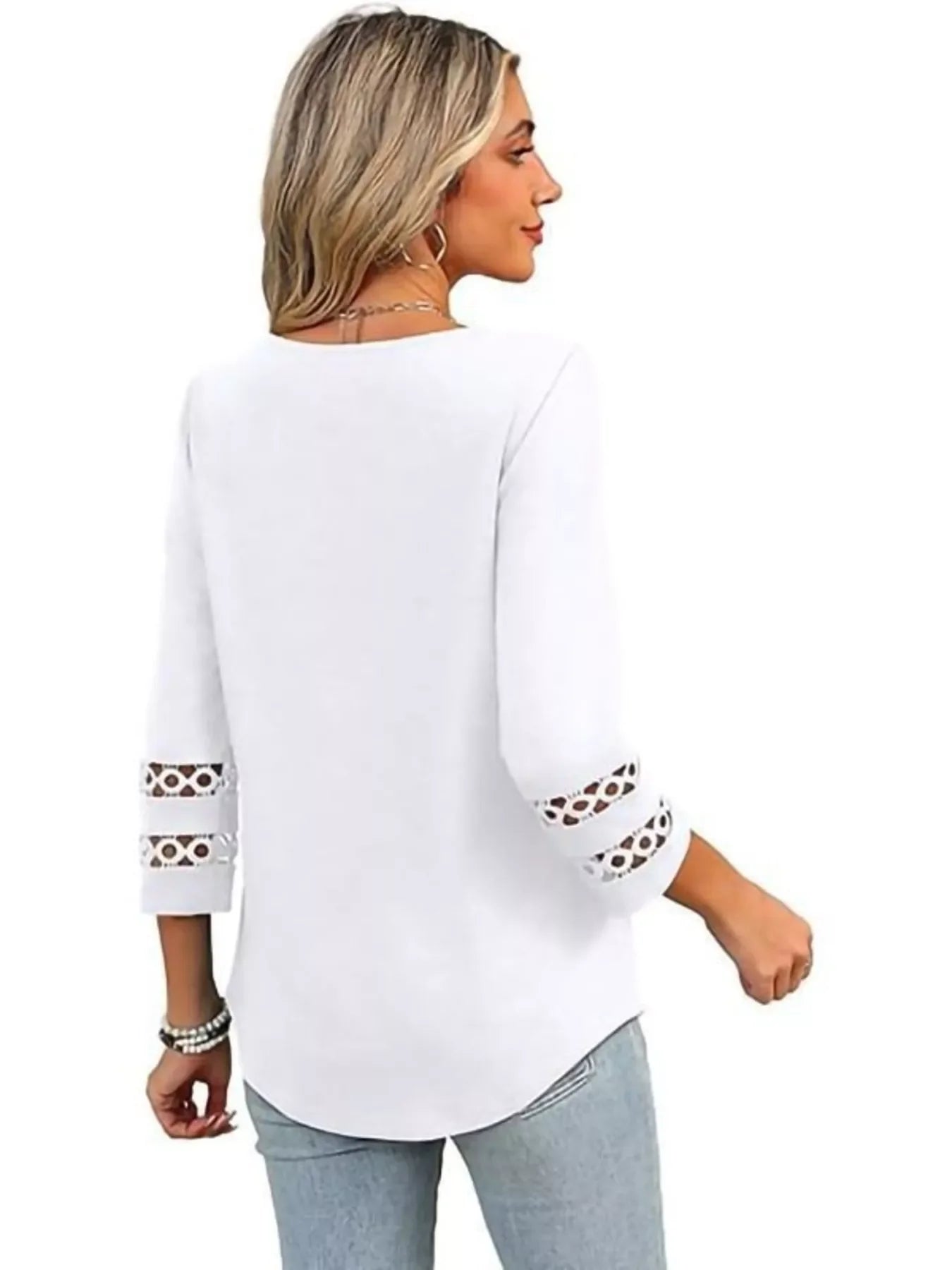 Full Size V-Neck 3/4 Sleeve T-Shirt Plus Size - Southern Shores Clothing