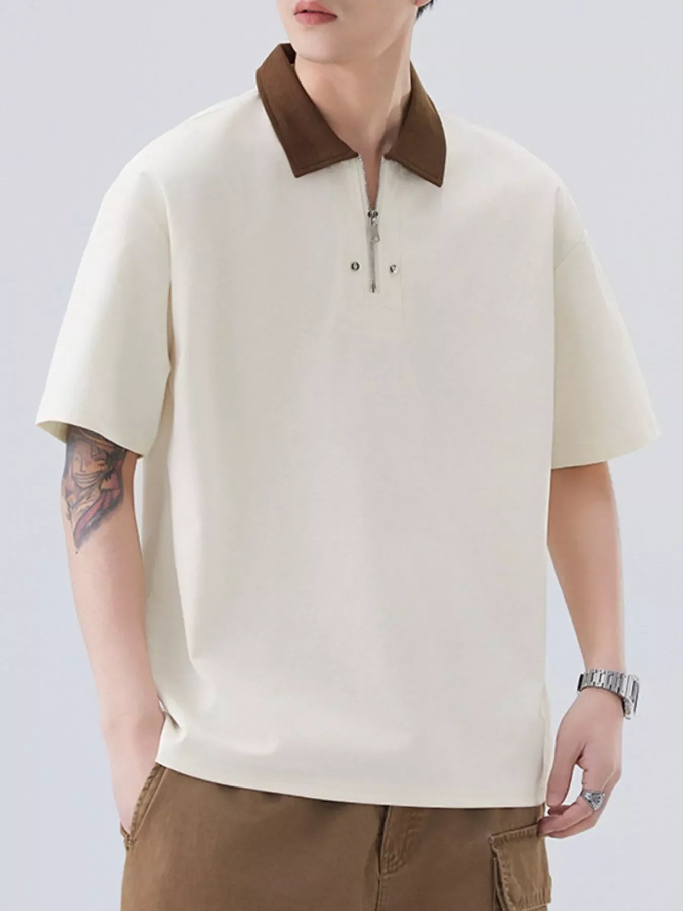 Plus Size Stretch Quarter Zip Short Sleeve Polo - Southern Shores Clothing
