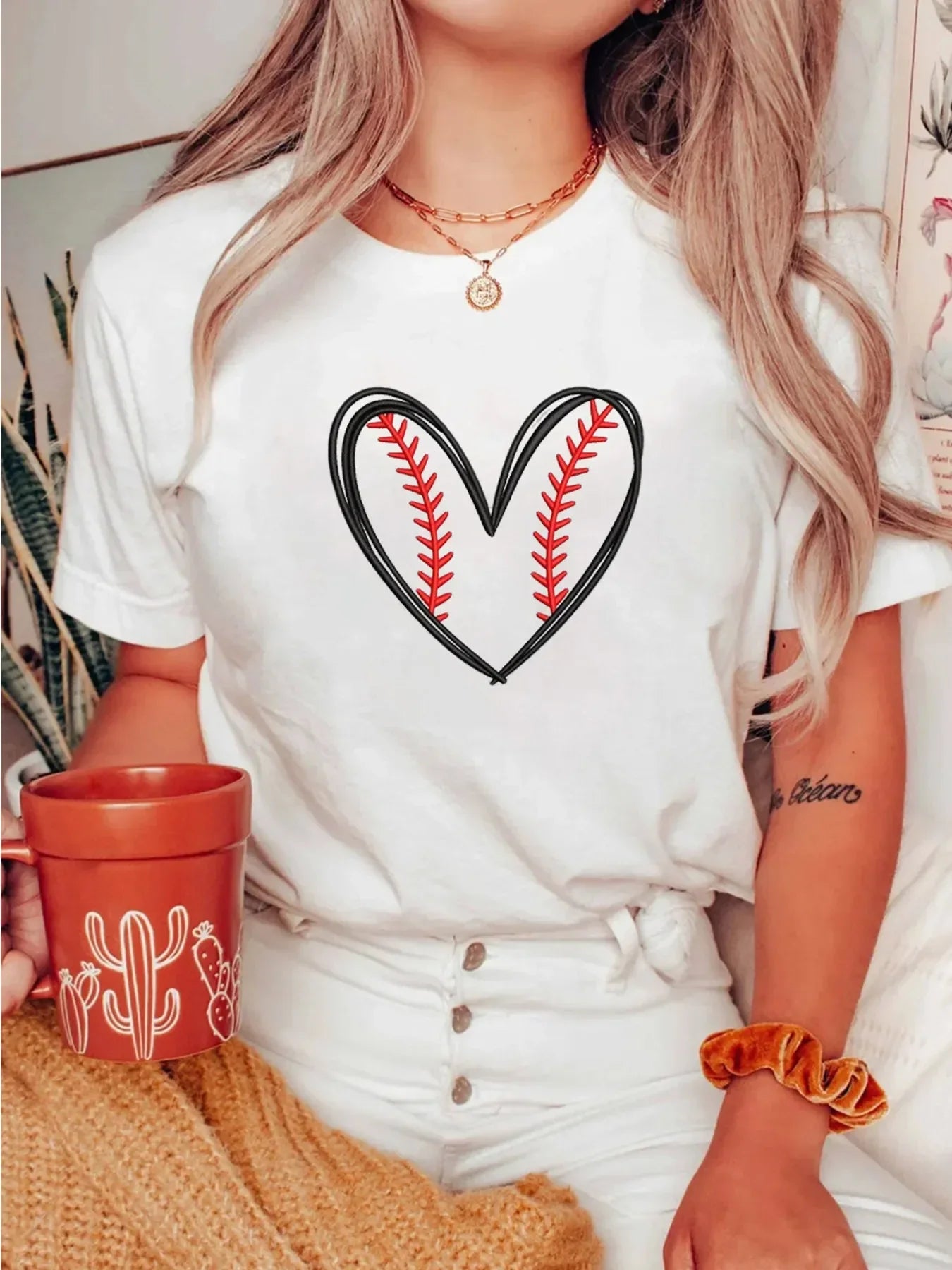 Heart Graphic Short Sleeve T Shirt With Stretch Fabric - Southern Shores Clothing