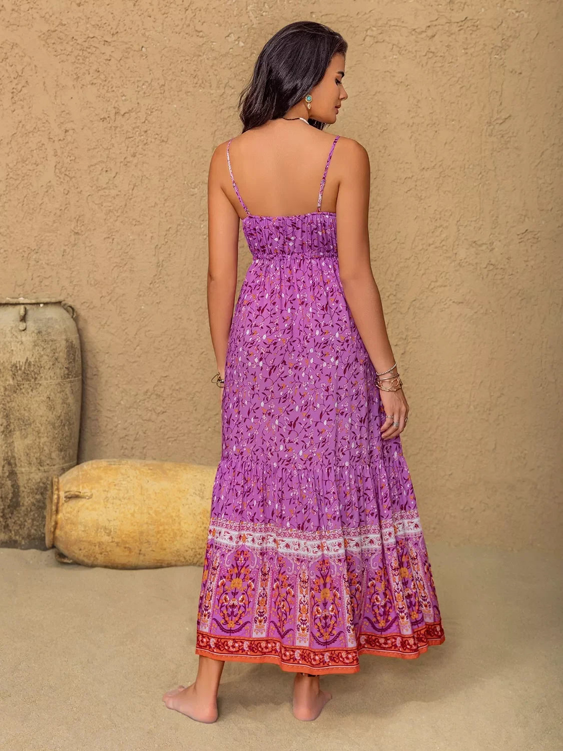 Tassel Floral Print Viscose Cami Maxi Dress With Tassel Detail - Southern Shores Clothing