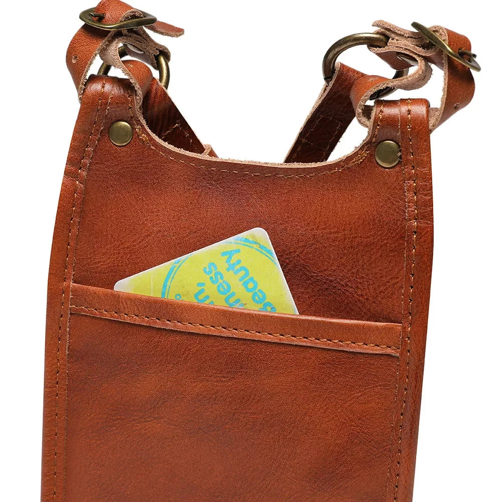 Cowhide Leather Crossbody Bag With Metal Clasp - Southern Shores Clothing