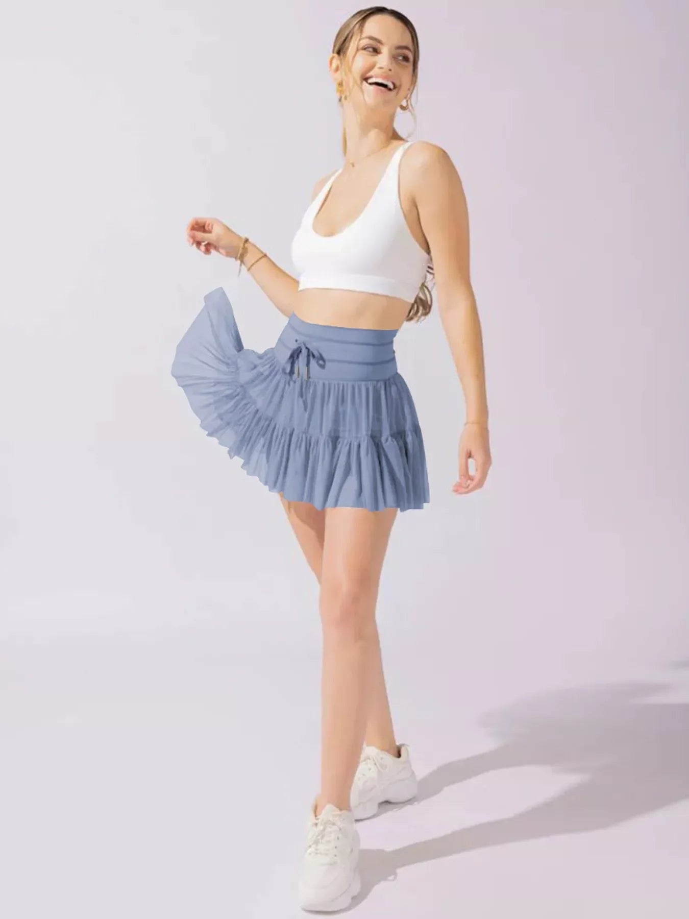 Breathable Pocketed Tiered Skort With Drawstring - Southern Shores Clothing
