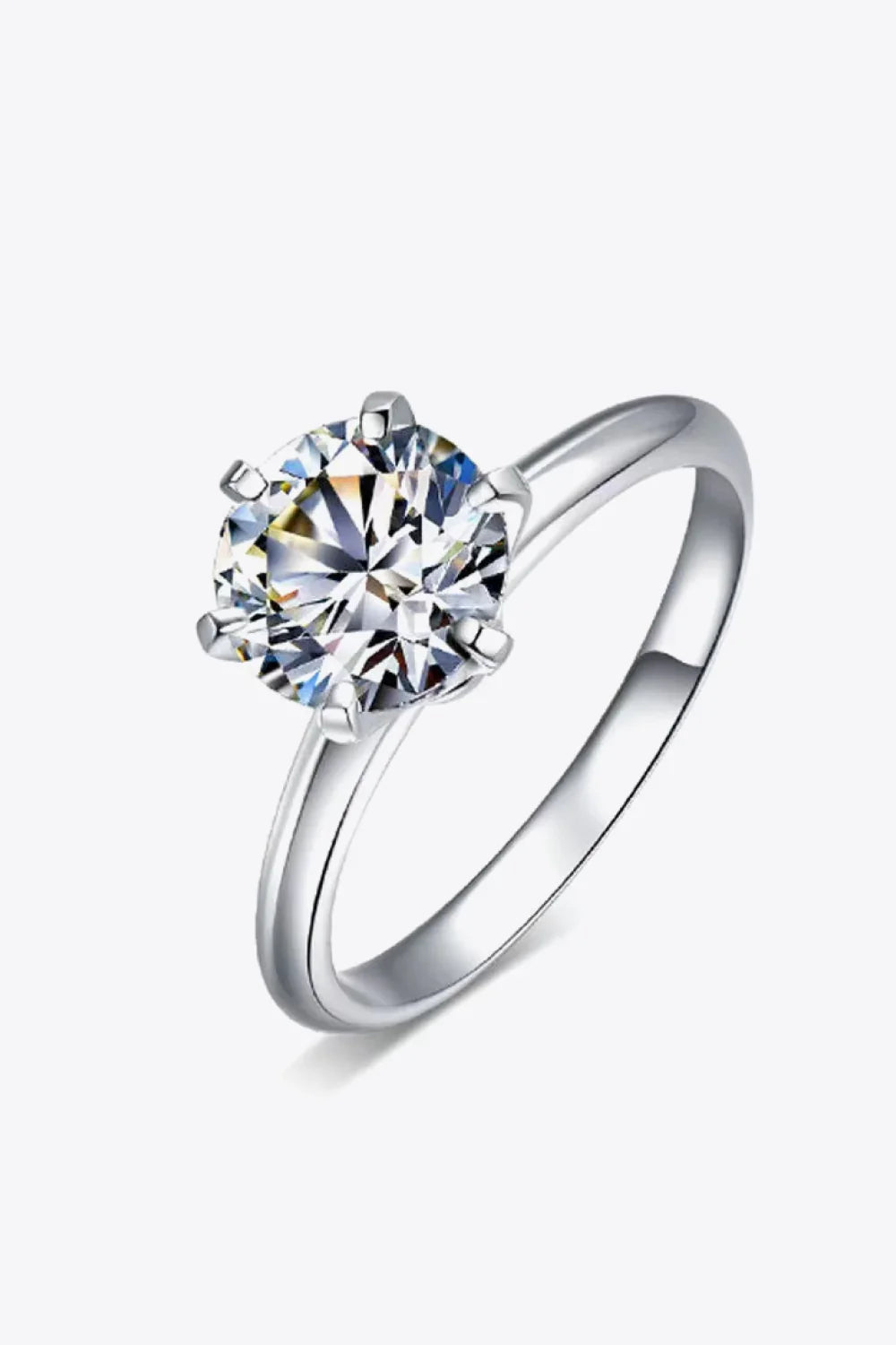 3-Carat Moissanite Six-Prong Sterling Silver Ring - Southern Shores Clothing