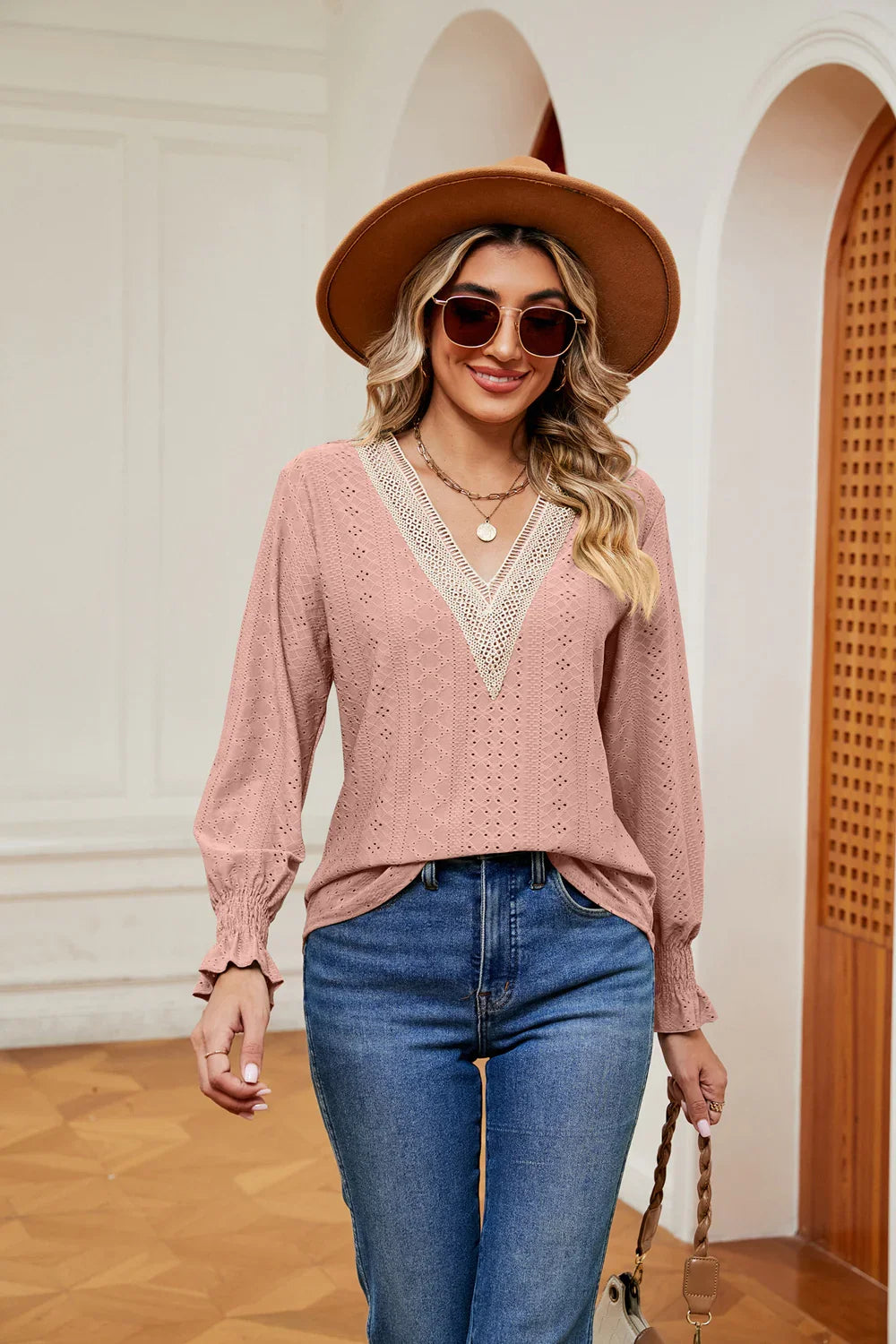Southern Shores Clothing Slightly Stretchy Flounce Sleeve Blouse With Rayon Blend Fabric - Southern Shores Clothing