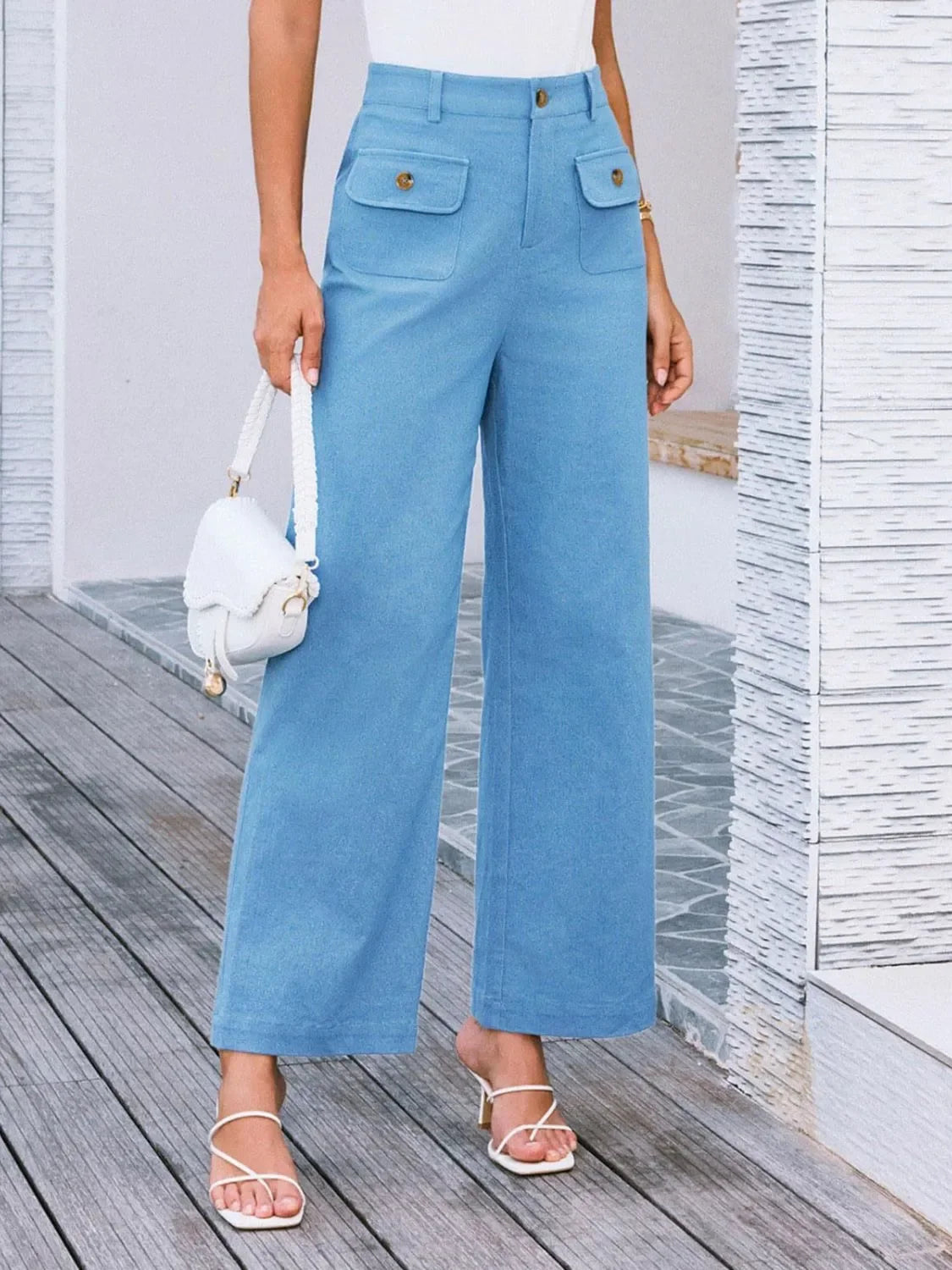 High Waist Wide Leg Relaxed Pants With Comfortable Fit - Southern Shores Clothing