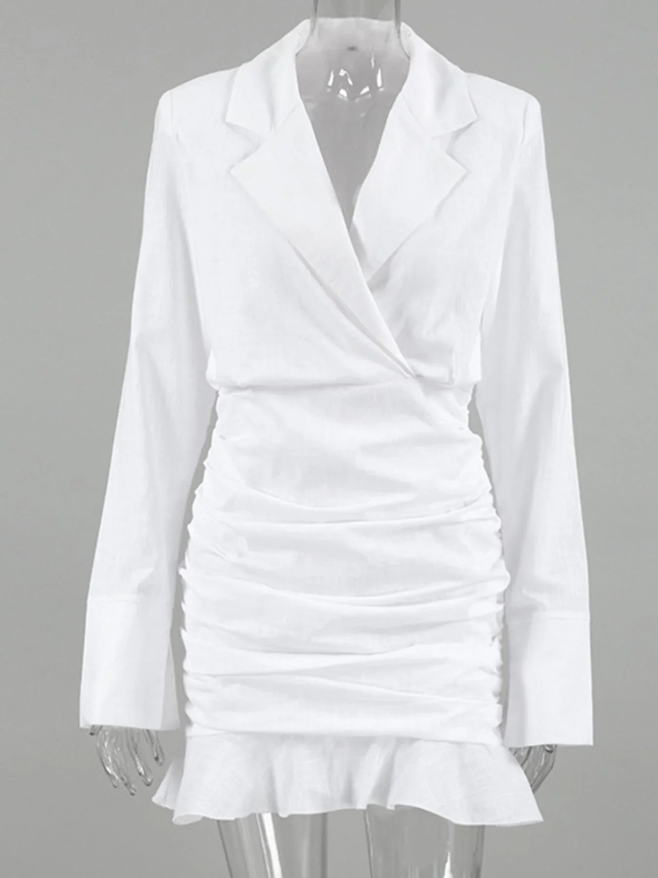 Blazer Style Ruched Mini Dress With Structured Fit - Southern Shores Clothing
