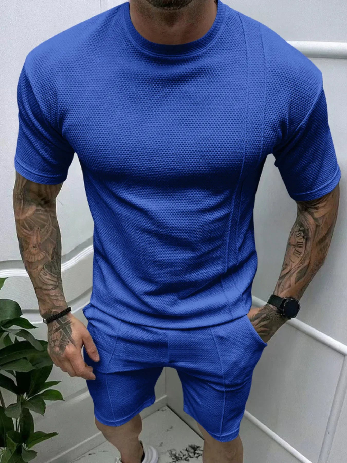 Men's Full Size Round Neck Tee and Shorts Set Plus Size - Southern Shores Clothing