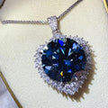 Sterling Silver Moissanite Halo Pendant Necklace With Certificate - Southern Shores Clothing