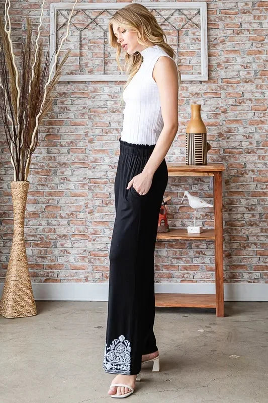 Damask Textured Plus Size Pants With Breathable Stretch - Southern Shores Clothing