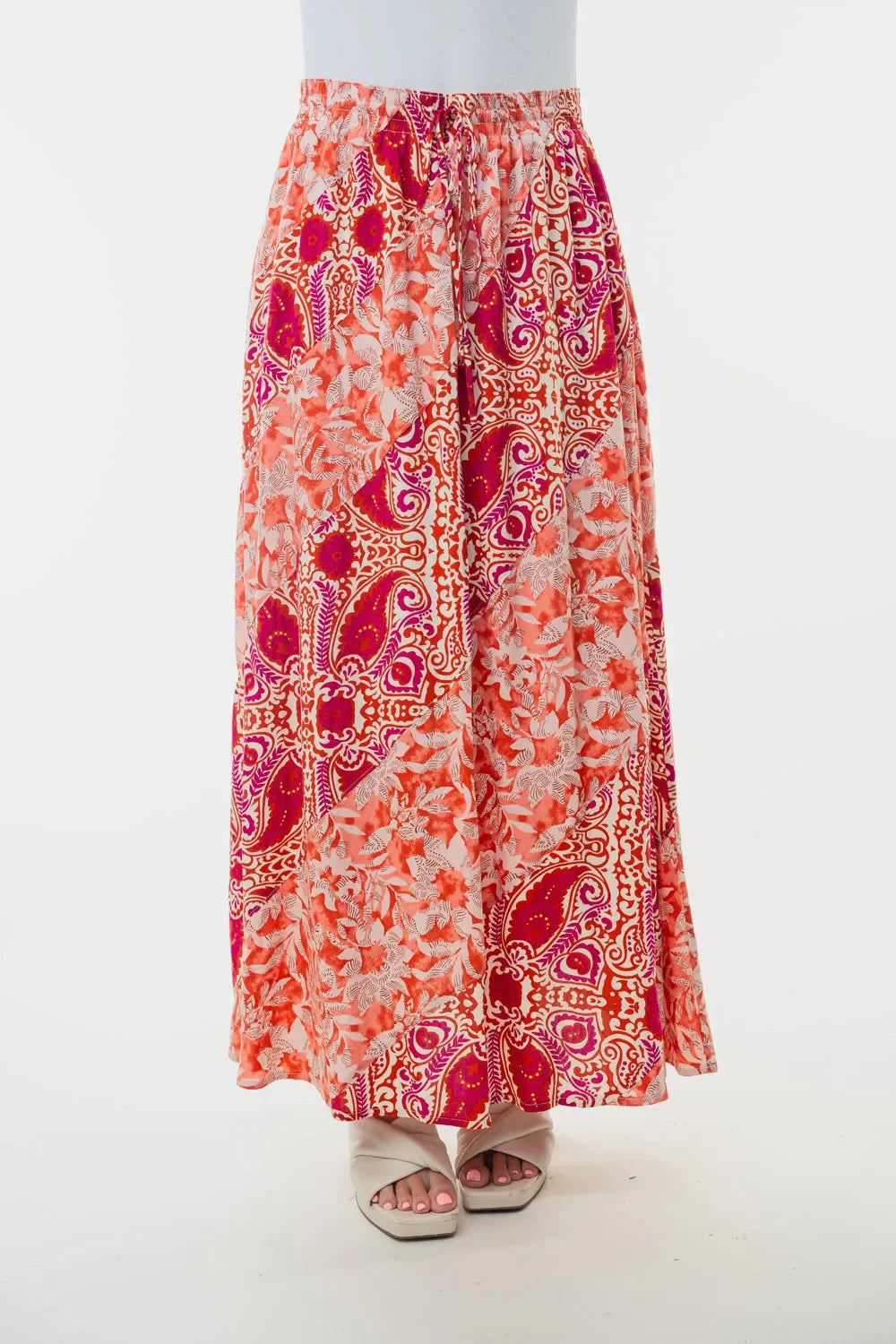 High Waisted Floral Woven Skirt Rayon Lightweight - Southern Shores Clothing