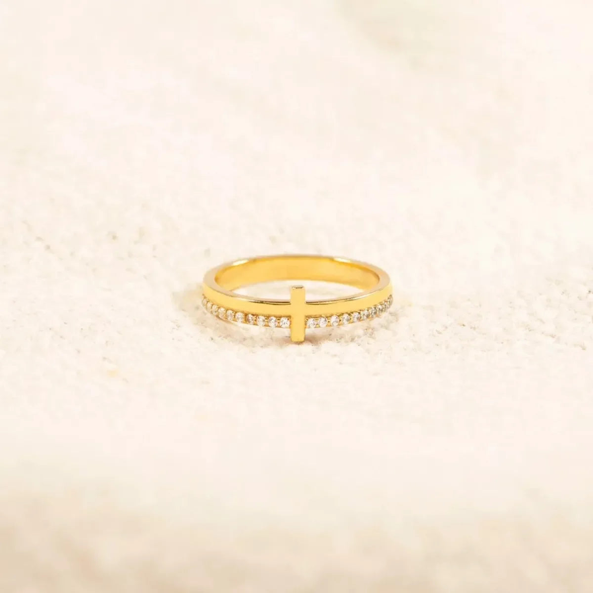 Sterling Silver Cross Ring With Box 18K Gold Plated