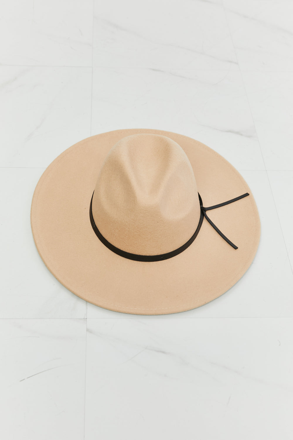 Fedora Hat With Faux Leather Knot Detail Adjustable Strap