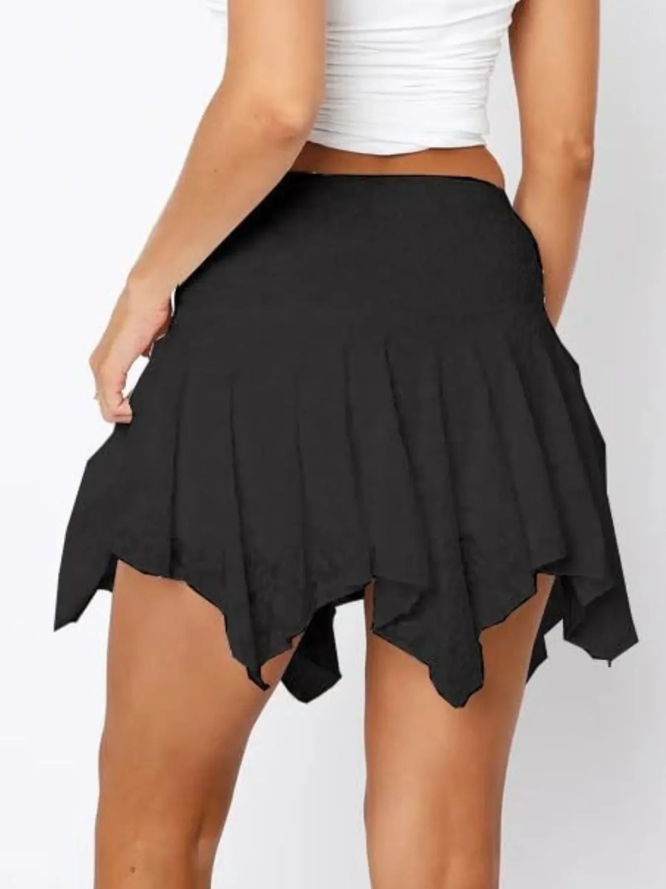 Asymmetric Hem Lace Ruffle Mini Skirt Partially Lined - Southern Shores Clothing