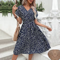 Perfee Printed Tie Waist A-Line Dress - Southern Shores Clothing