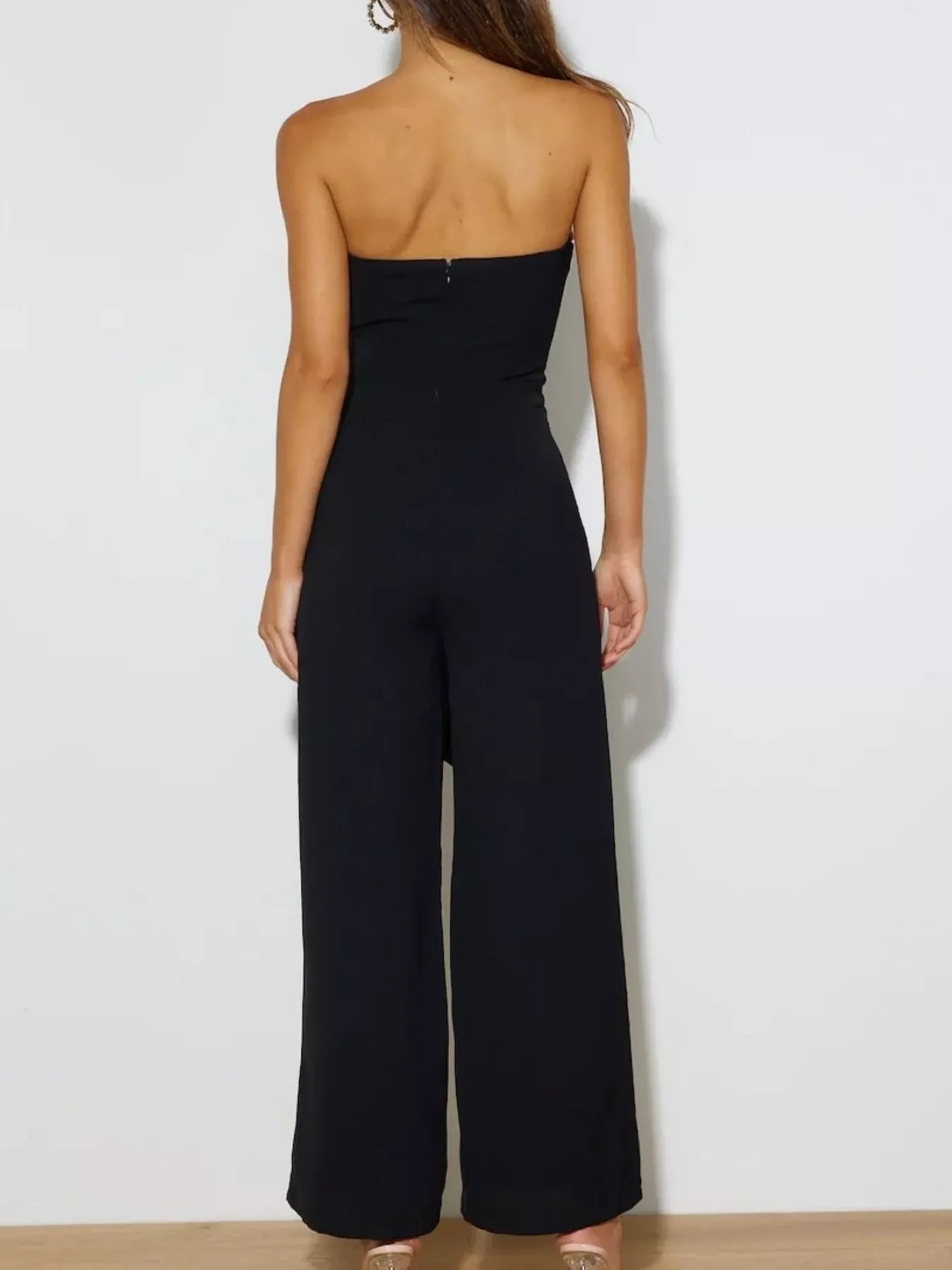 Contrast Tube Wide Leg Jumpsuit With Tie Zipper - Southern Shores Clothing