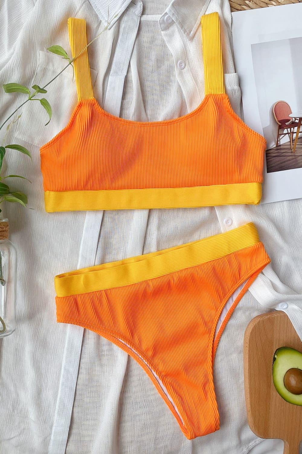 Block Scoop Neck Bikini With Stretch Fabric - Southern Shores Clothing
