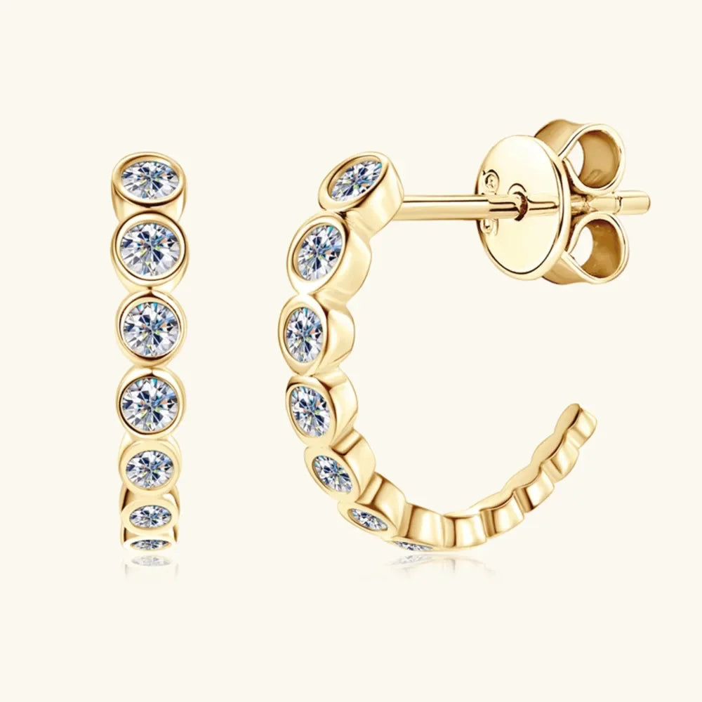 Moissanite Inlaid Sterling Silver Hoop Earrings - Southern Shores Clothing