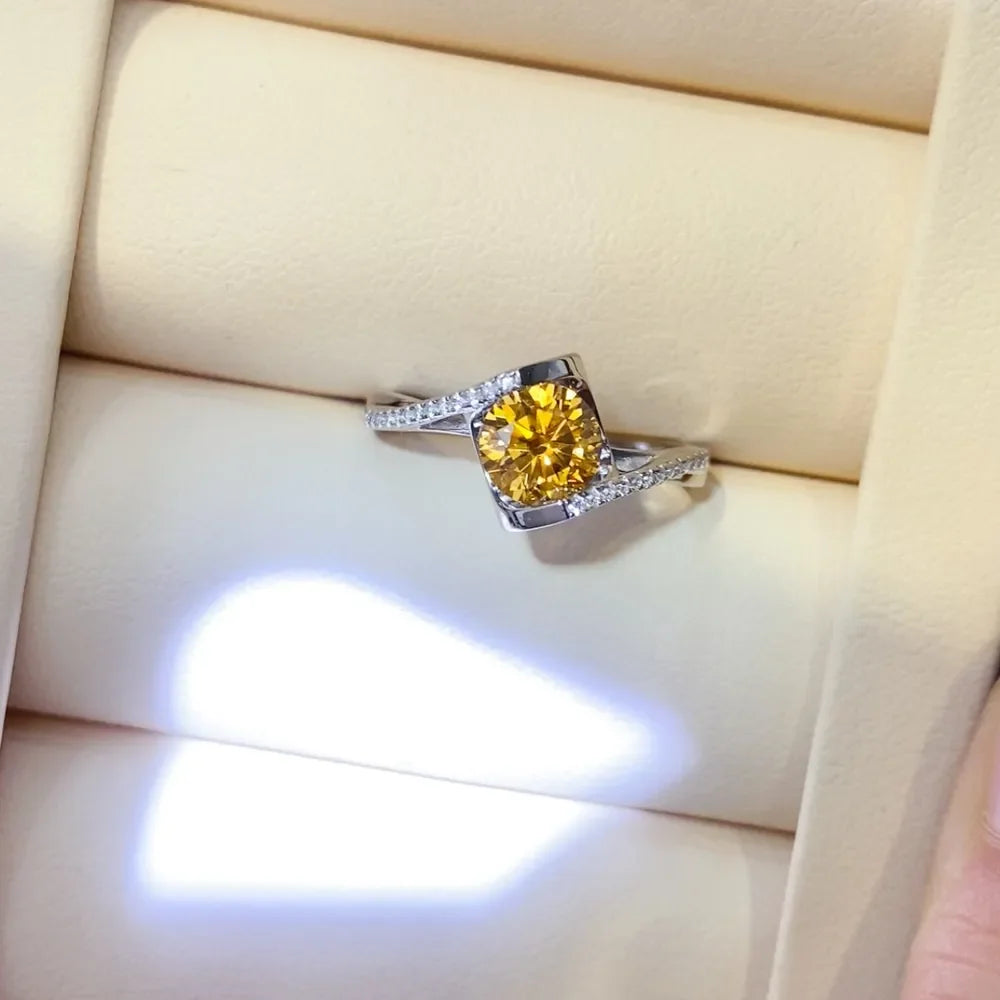 1 Carat Moissanite Sterling Silver Ring With Pave Accents - Southern Shores Clothing