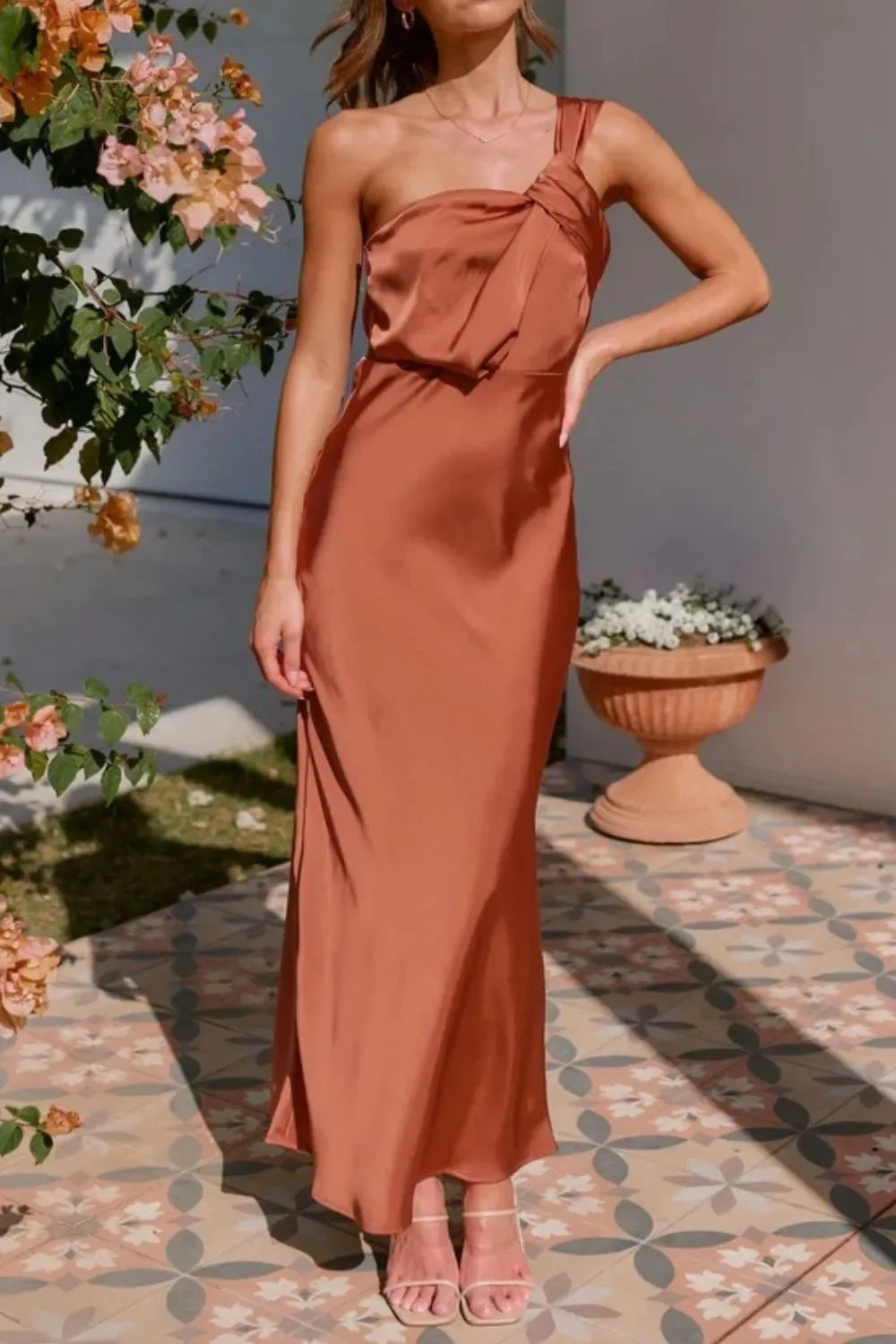 One Shoulder Sleeveless Maxi Dress Coastal Style - Southern Shores Clothing