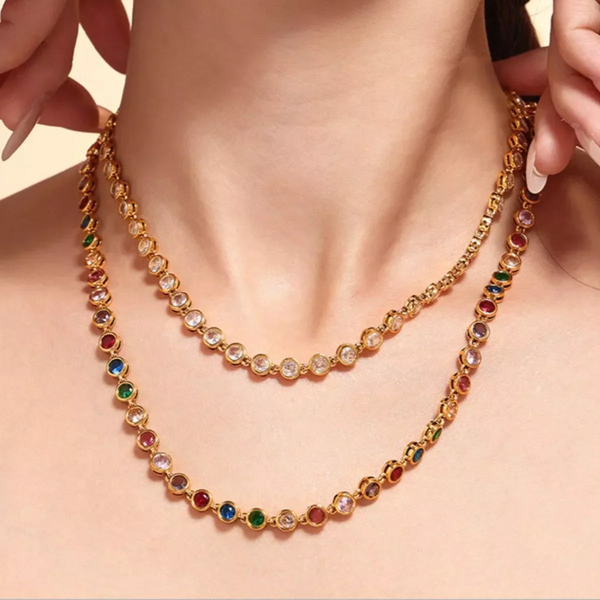 Gold-Plated Zircon Necklace Lightweight Delicate - Southern Shores Clothing