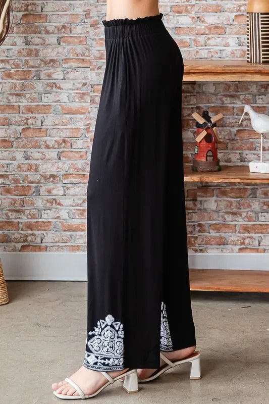 Damask Textured Plus Size Pants With Breathable Stretch - Southern Shores Clothing