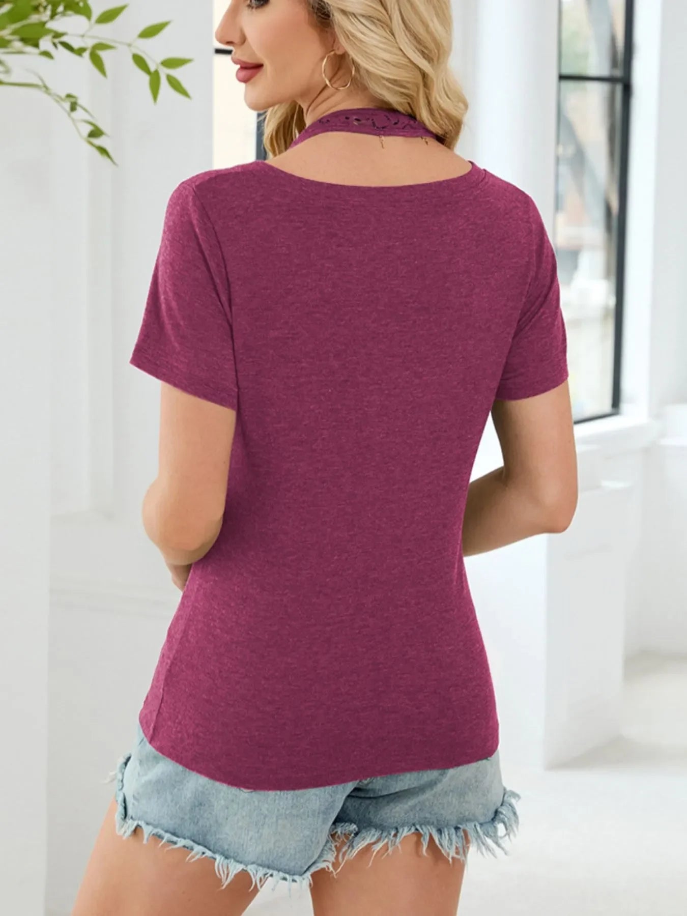 Lace Detail Short Sleeve T-Shirt - Southern Shores Clothing