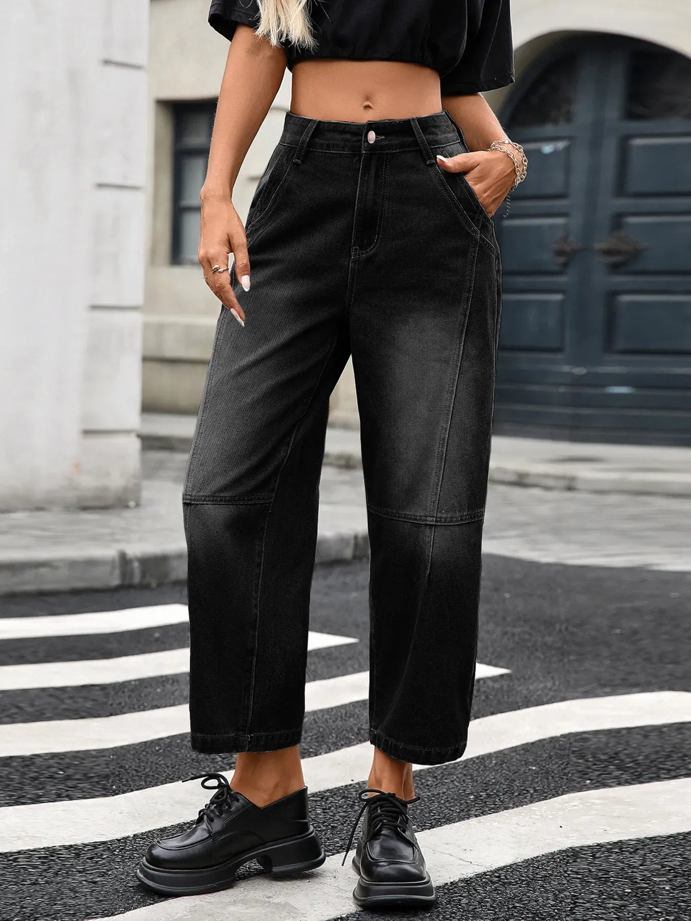 Coastal Wide Leg Jeans With Pockets And Stretch - Southern Shores Clothing