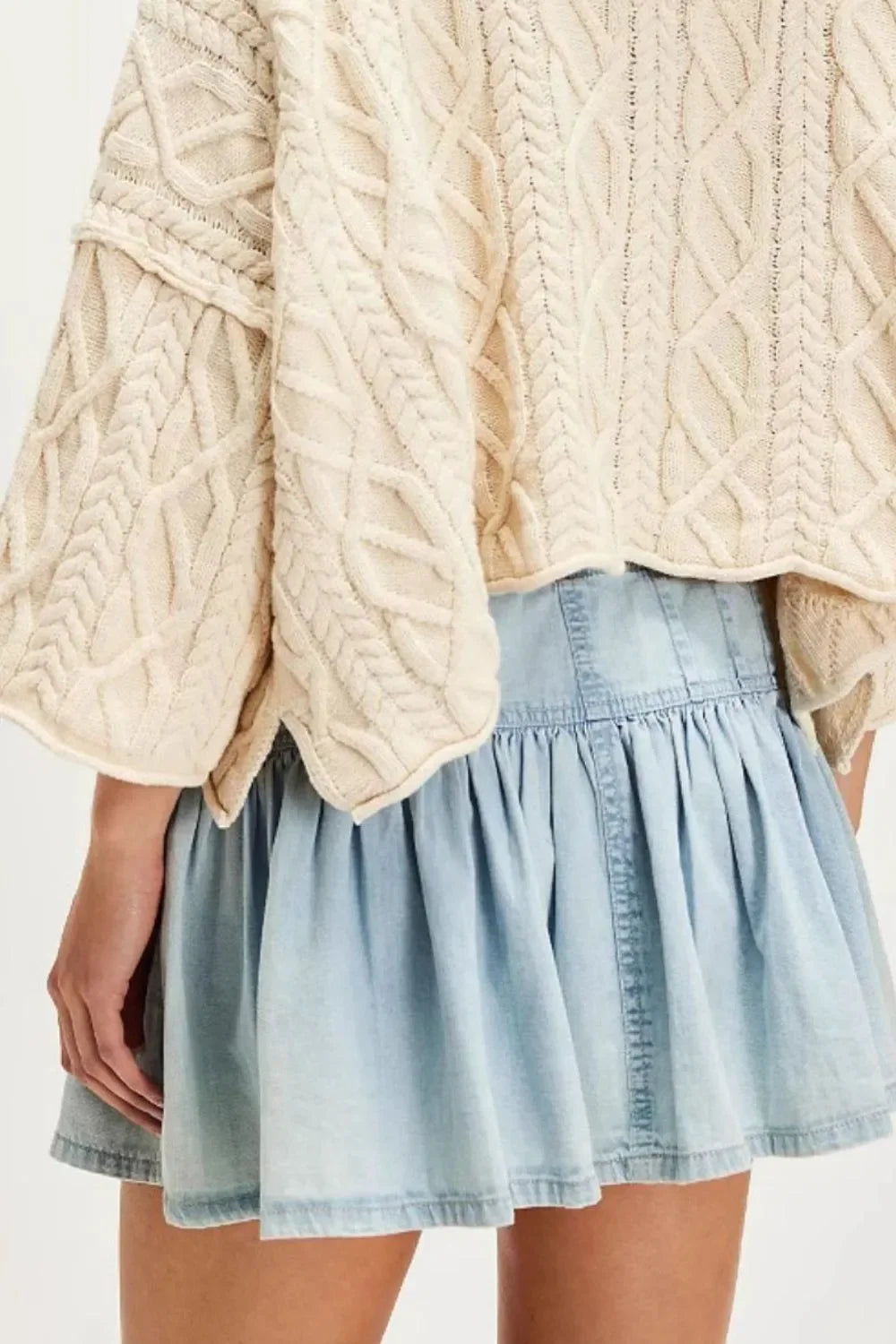 Buttoned Ruffled Mini Denim Skirt With Front Buttons - Southern Shores Clothing