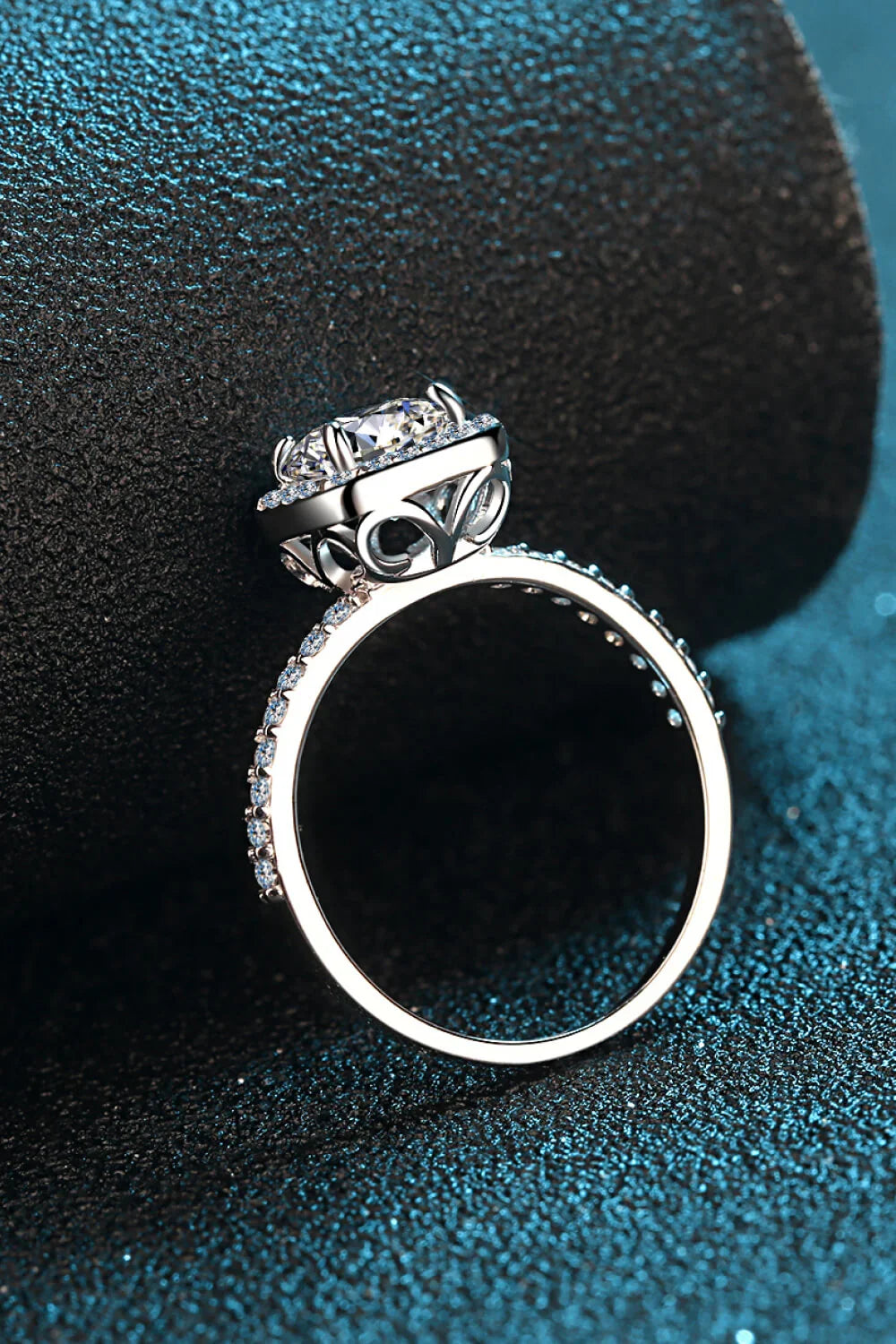 Square Moissanite Ring, Rhodium Plated Sterling Silver - Southern Shores Clothing