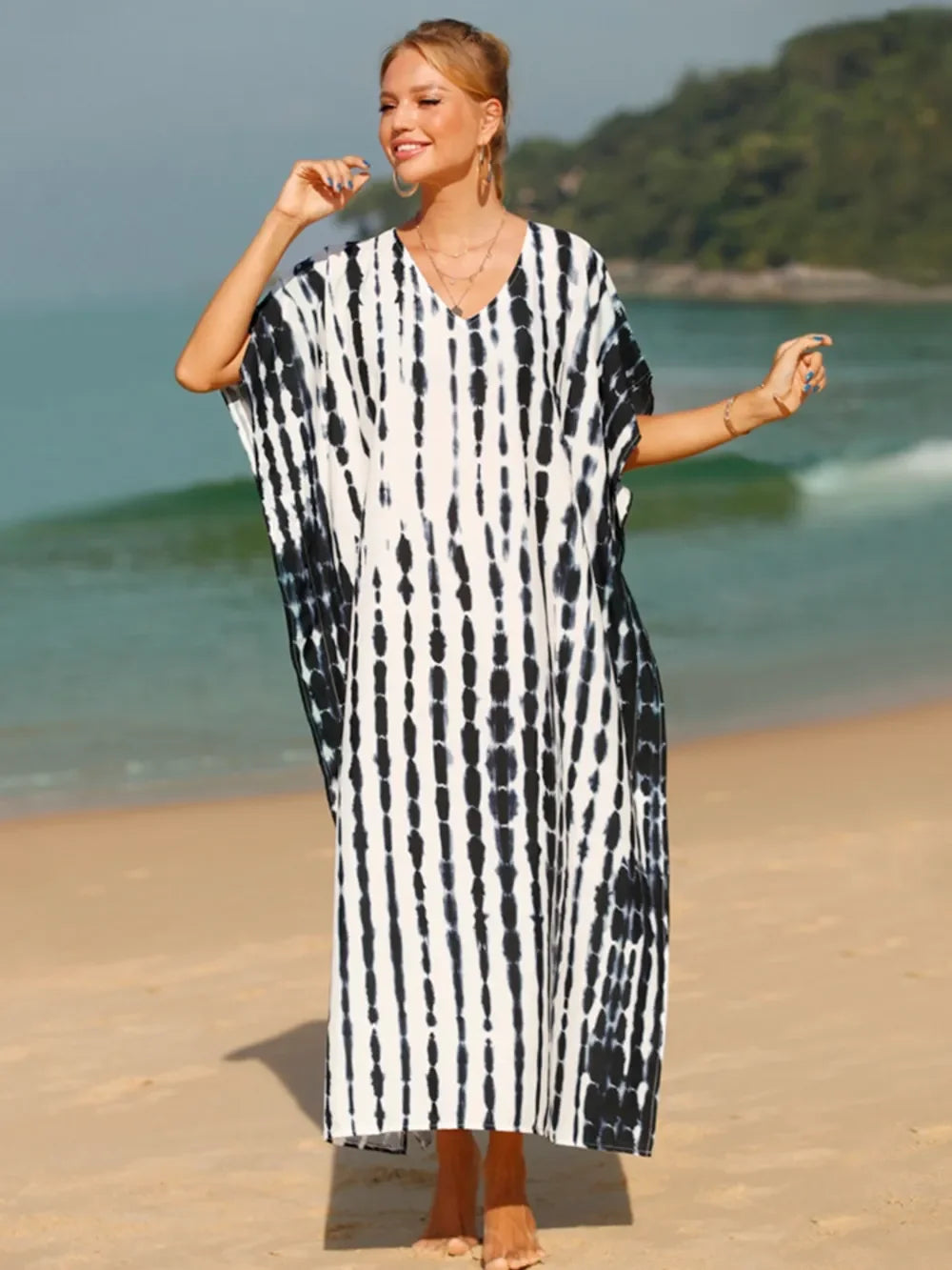 Tie-Dye V-Neck One Size Swim Cover-Up Beachwear - Southern Shores Clothing