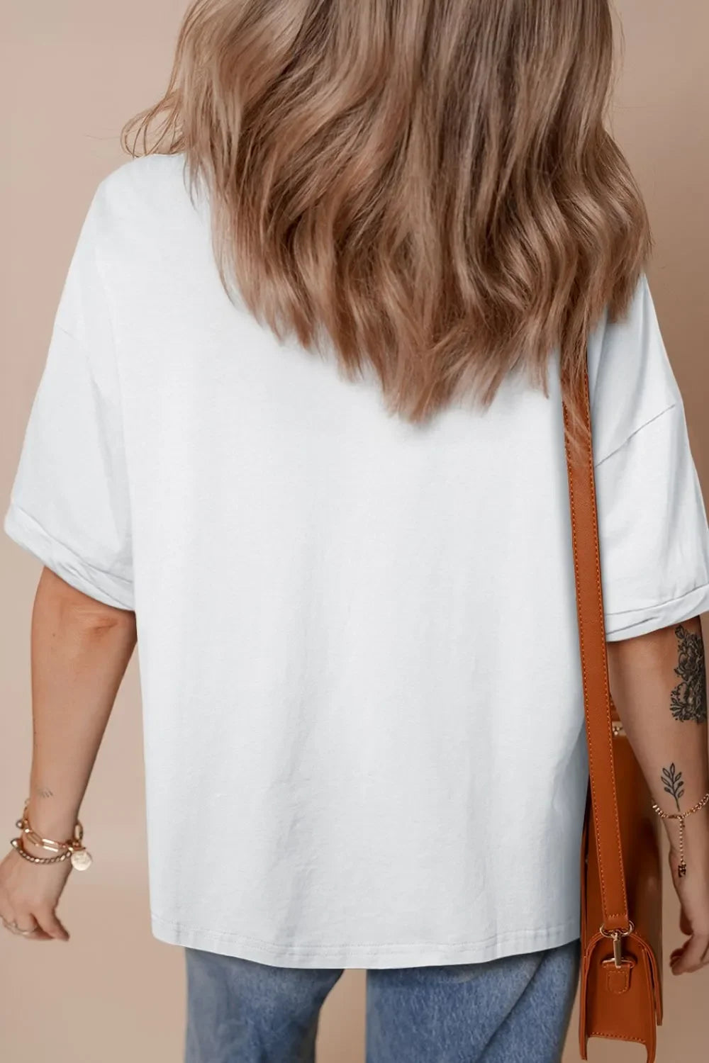 Slightly Stretchy Loose Half Sleeve Hi Low Hem Tee - Southern Shores Clothing
