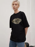Leopard Lips Round Neck Oversized T Shirt - Southern Shores Clothing