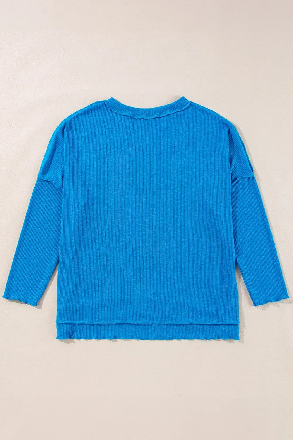 Exposed Seam Notched Long Sleeve Pocketed Blouse - Southern Shores Clothing