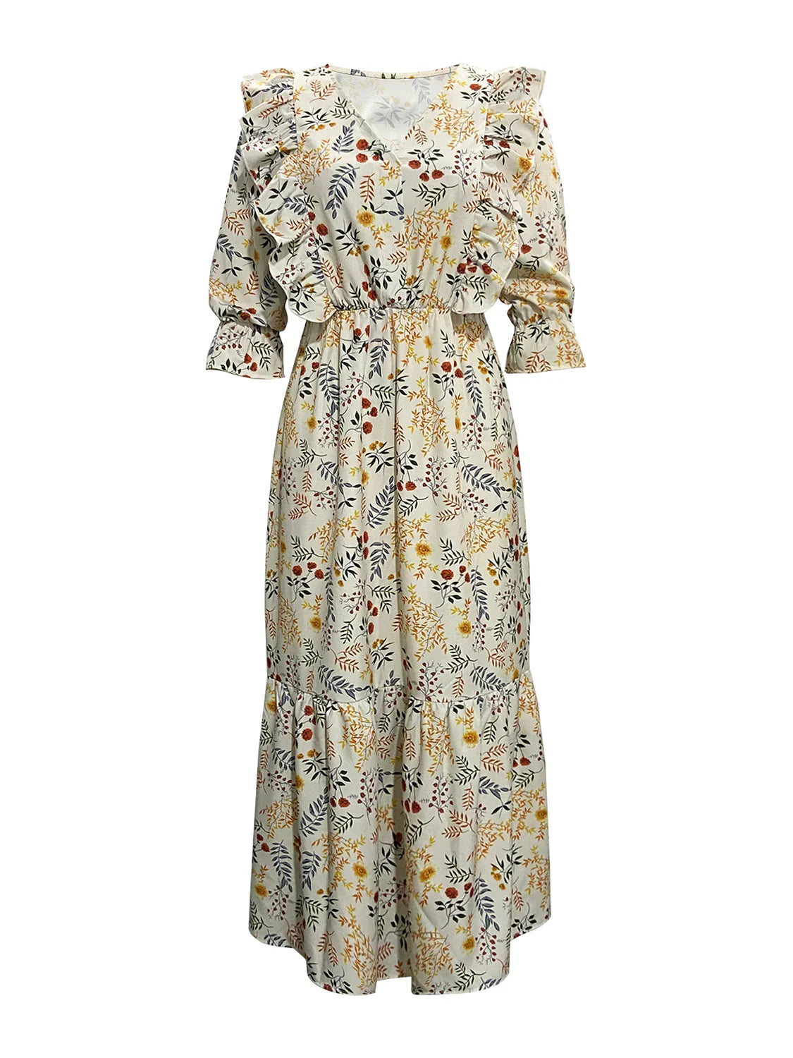 Casual Floral Cutout Flounce Sleeve Dress - Southern Shores Clothing