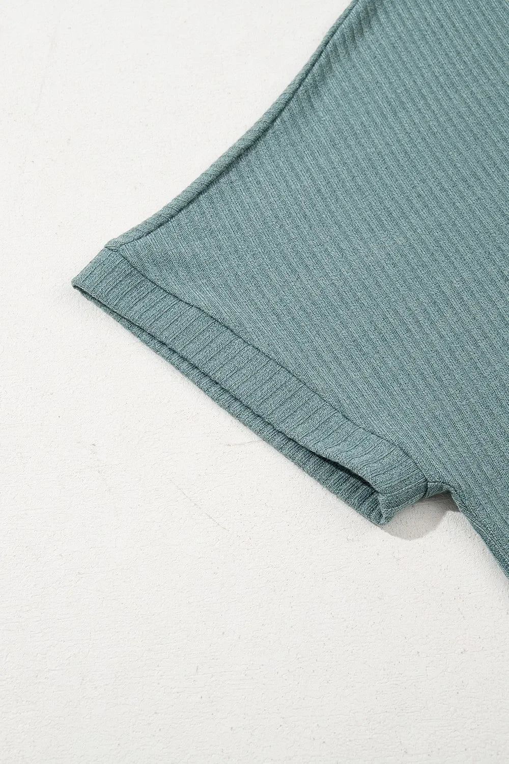 Oversized Ribbed Knit V Neck Dolman Short Sleeve Top - Southern Shores Clothing