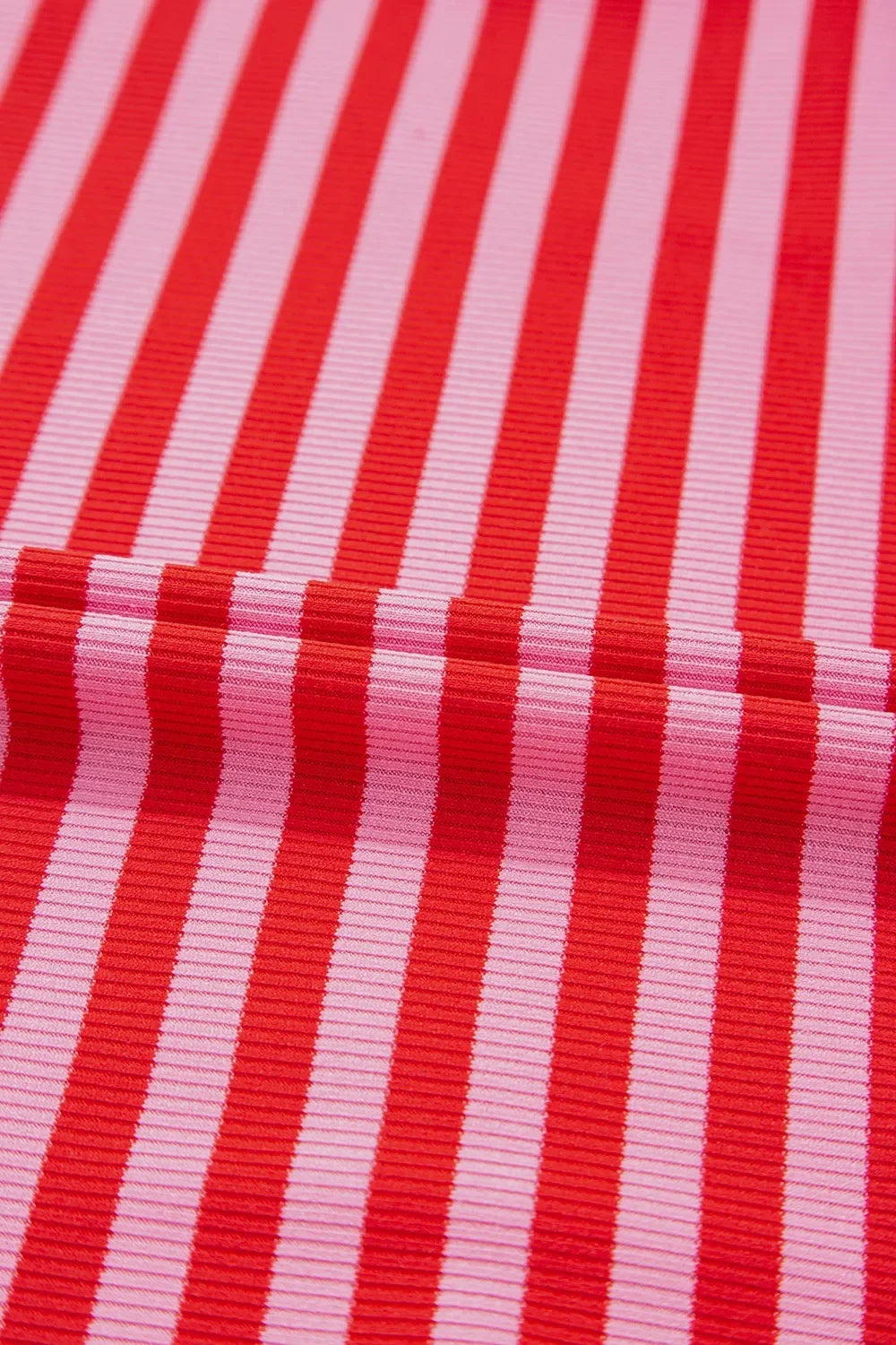 Stripe Ribbed Cap Sleeve Round Neck T Shirt - Southern Shores Clothing