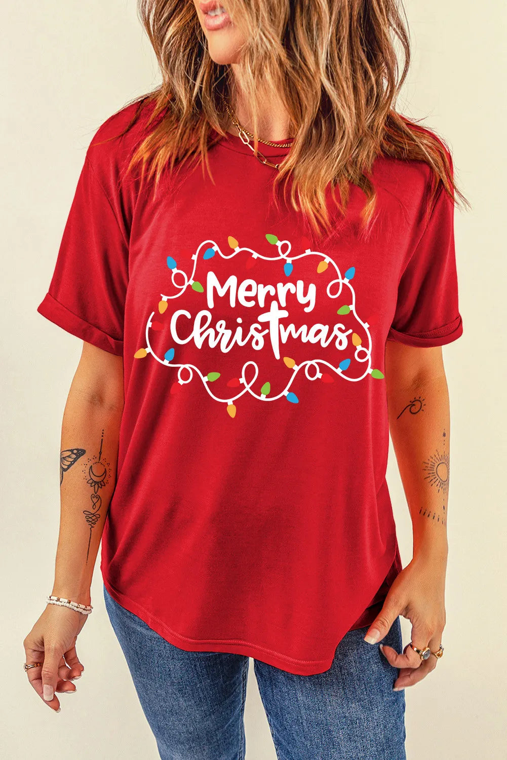 Southern Shores Women's Merry Christmas Round Neck T-Shirt