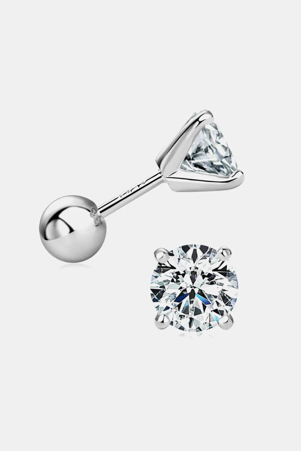 Moissanite Sterling Silver Stud Earrings 2 Carat - Southern Shores Clothing