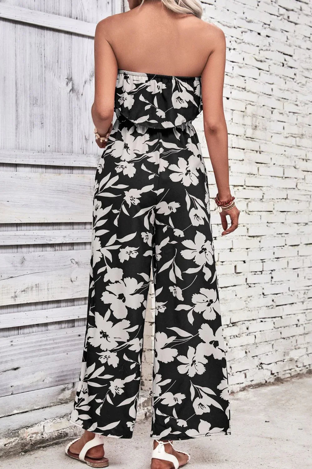 Floral Strapless Wide Leg Jumpsuit Chic Style - Southern Shores Clothing