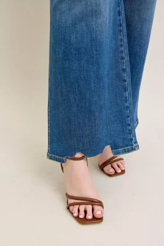 High Waist Tummy Control Wide Leg Jeans Plus Size Denim - Southern Shores Clothing