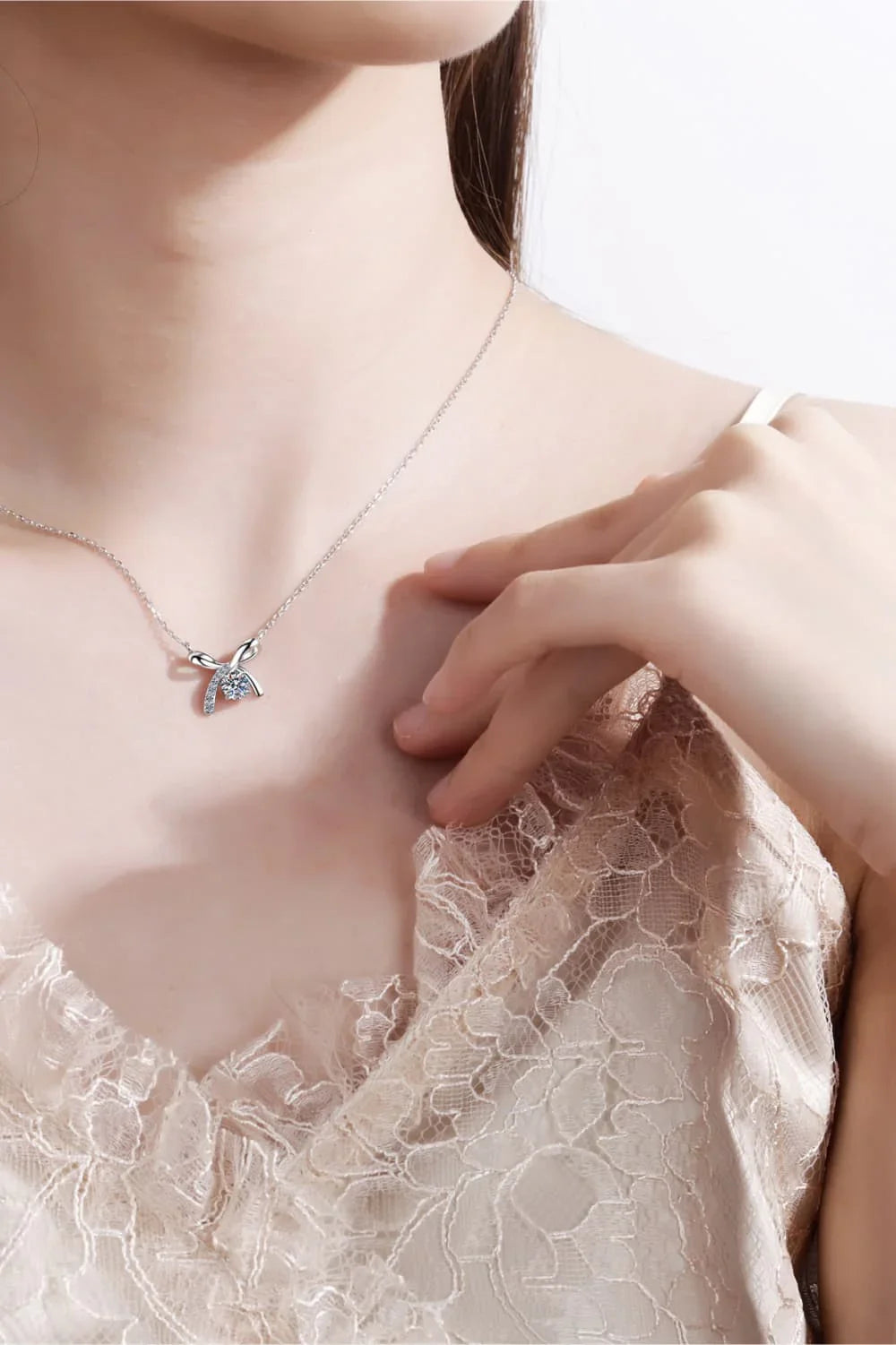 Rhodium-Plated Moissanite Sterling Silver Necklace - Southern Shores Clothing
