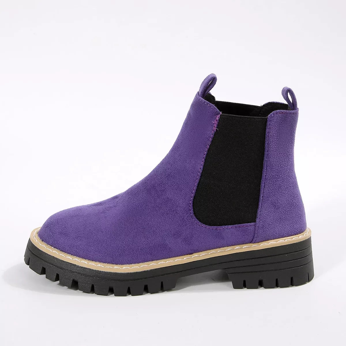 Round Toe Block Heel Boots Suede And Rubber - Southern Shores Clothing