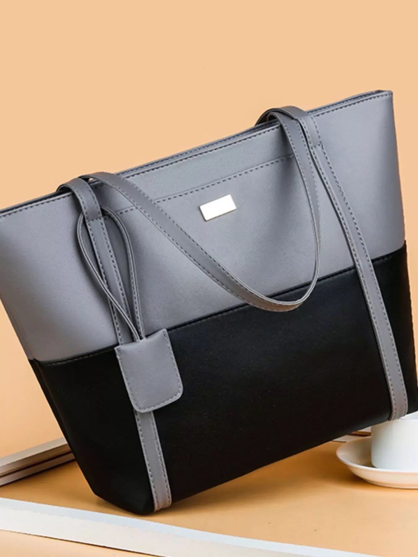 Two-Tone Tote Bag Shopping Carryall Casual Daily - Southern Shores Clothing