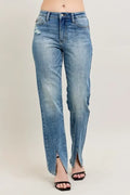 Plus Size High Waist Vintage Wash Straight Jeans Coastal Style