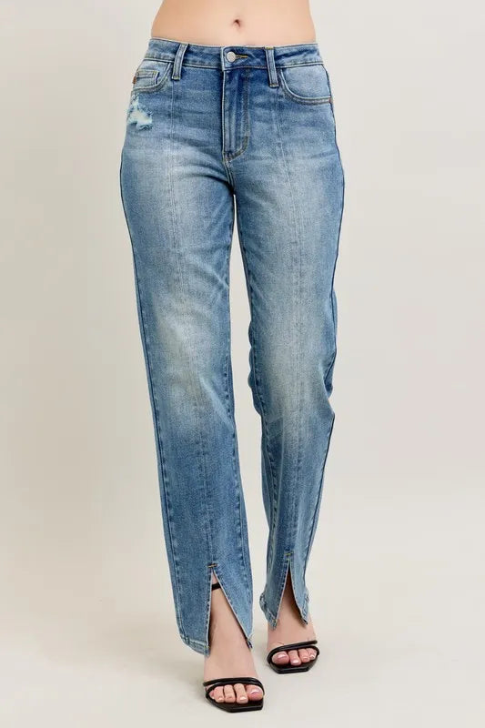 Judy Blue High Waist Vintage Wash Straight Jeans - Coastal Style