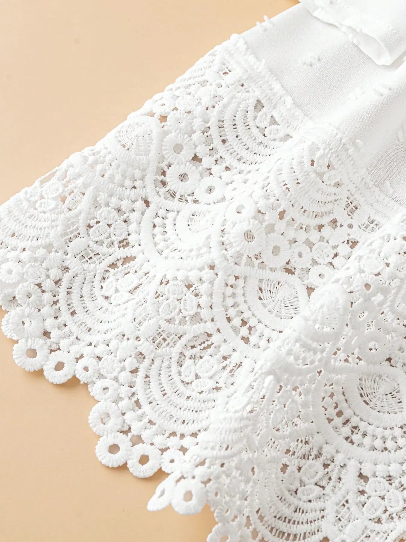 V-Neck Lace Hem Blouse With Decorative Button - Southern Shores Clothing