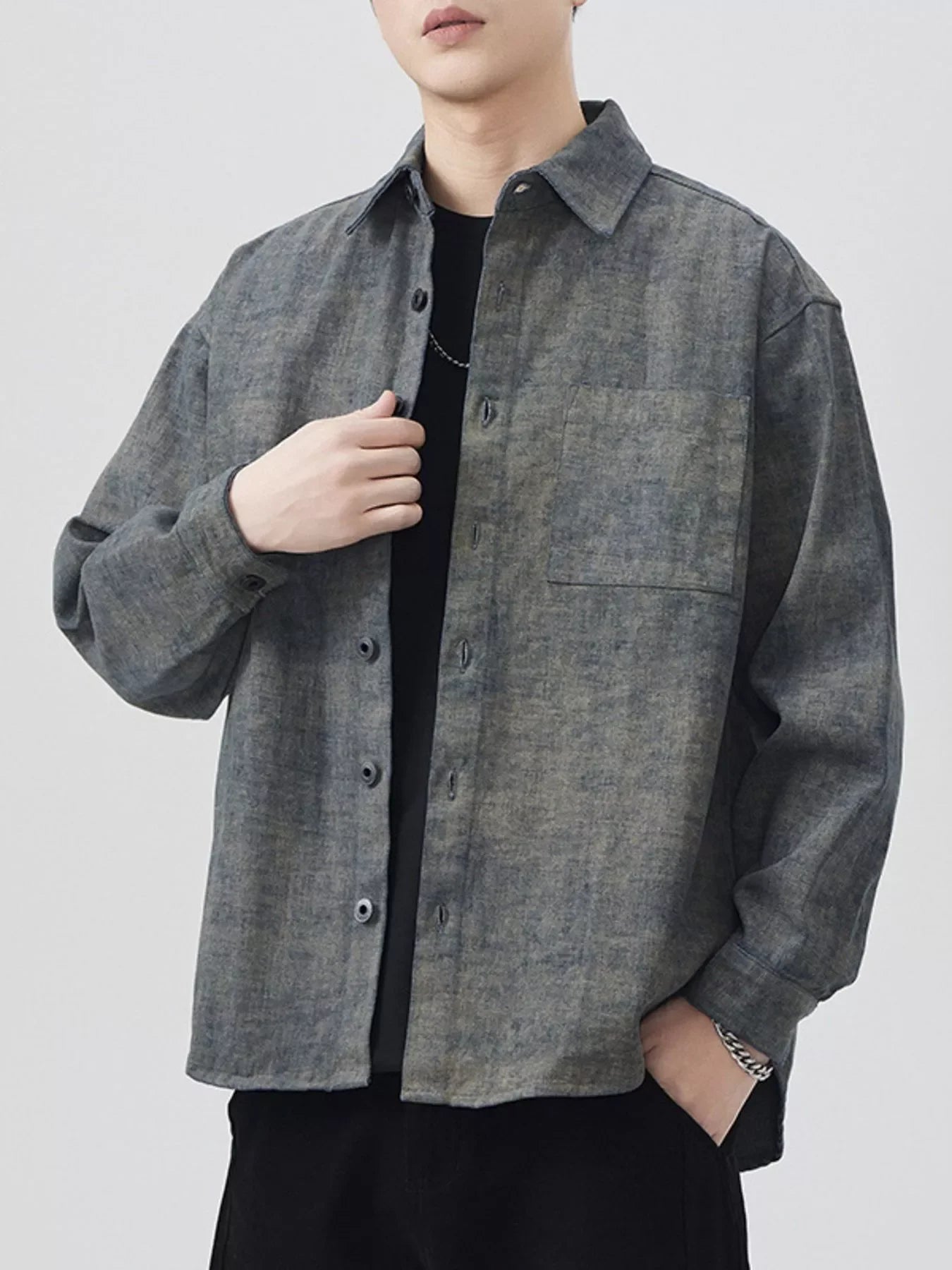 Plus Size Cotton Long Sleeve Button-Up Shirt - Southern Shores Clothing