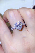 1 Carat Moissanite Heart Ring, Platinum-Plated - Southern Shores Clothing