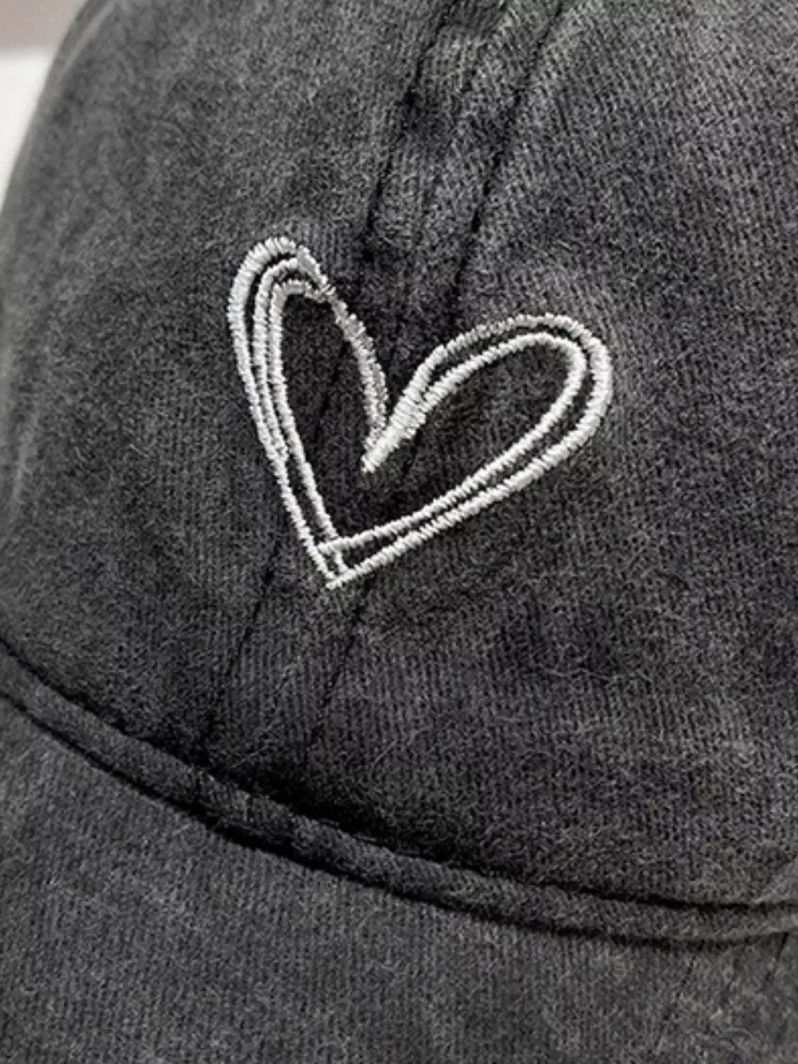 Washed Heart Embroidered Baseball Cap One Size - Southern Shores Clothing